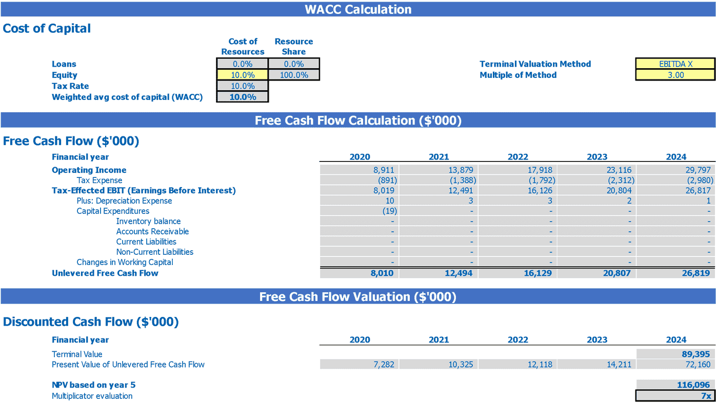 Cat Cafe Cash Flow Projection Excel Template Dcf Valuation