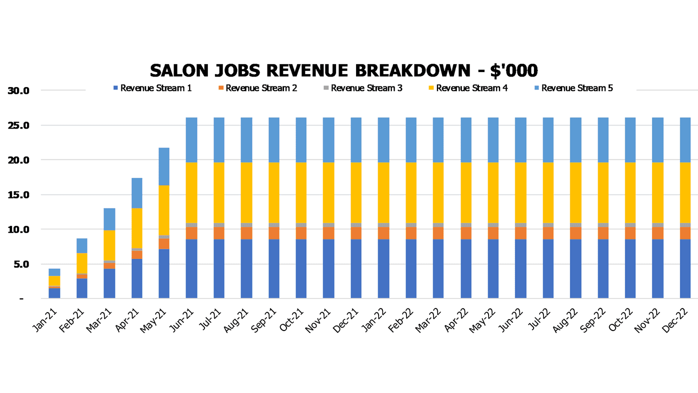 Reiki Center Financial Projection Excel Template Financial Charts Salon Jobs Revenue Breakdown
