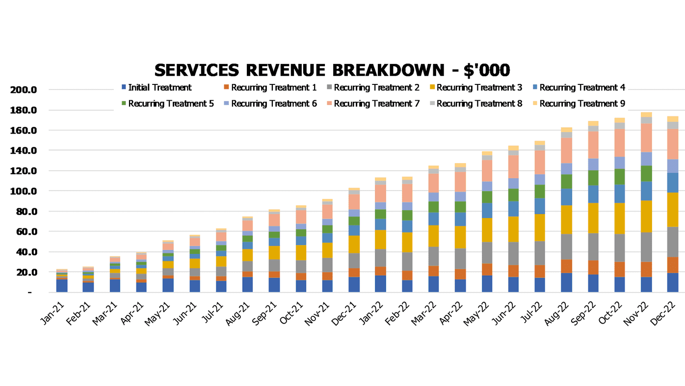 Alcohol Treatment Center Cash Flow Projection Excel Template Financial Charts Core Services Revenue Breakdown