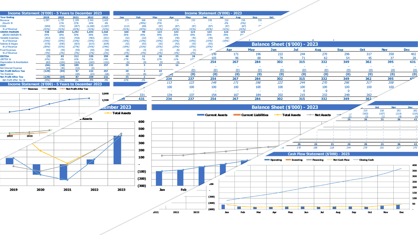 Skateboard Shop Financial Model Excel Template Summary Financial Statements