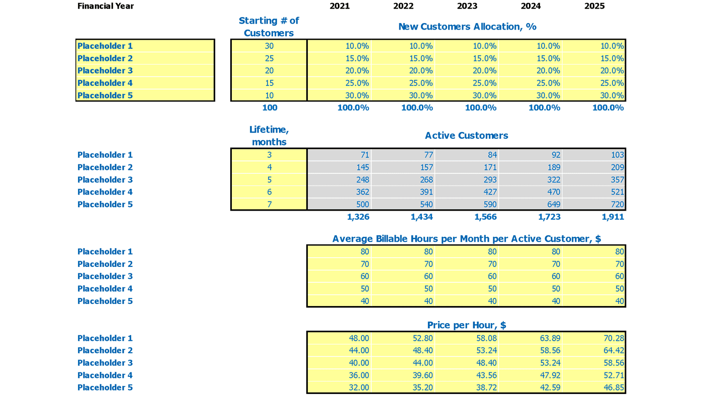 Financial Advisors Agency Financial Projection Excel Template Revenue Assumptions